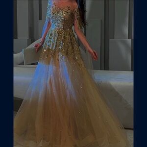 Women’s size 4 beaded gold maxi dress